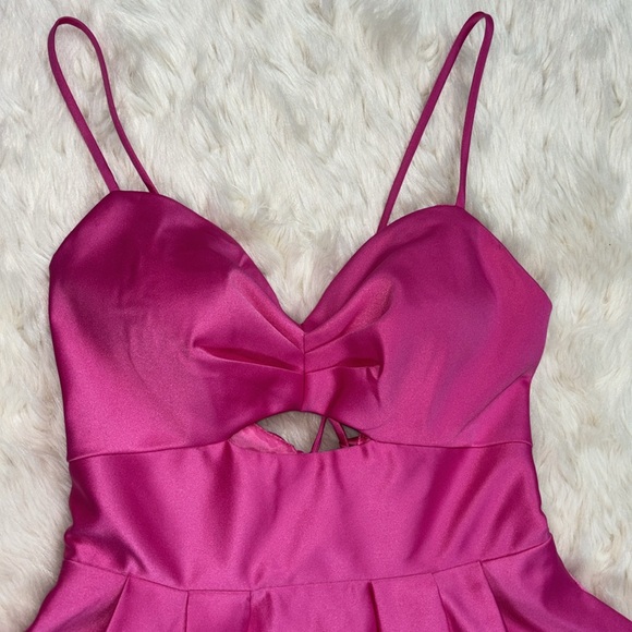 BLONDIE NITES Pink Cutout-Detail Satin A-Line Dress Size 1 NWT - Picture 3 of 11